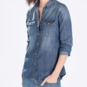 zara basic z1975 denim blouse
